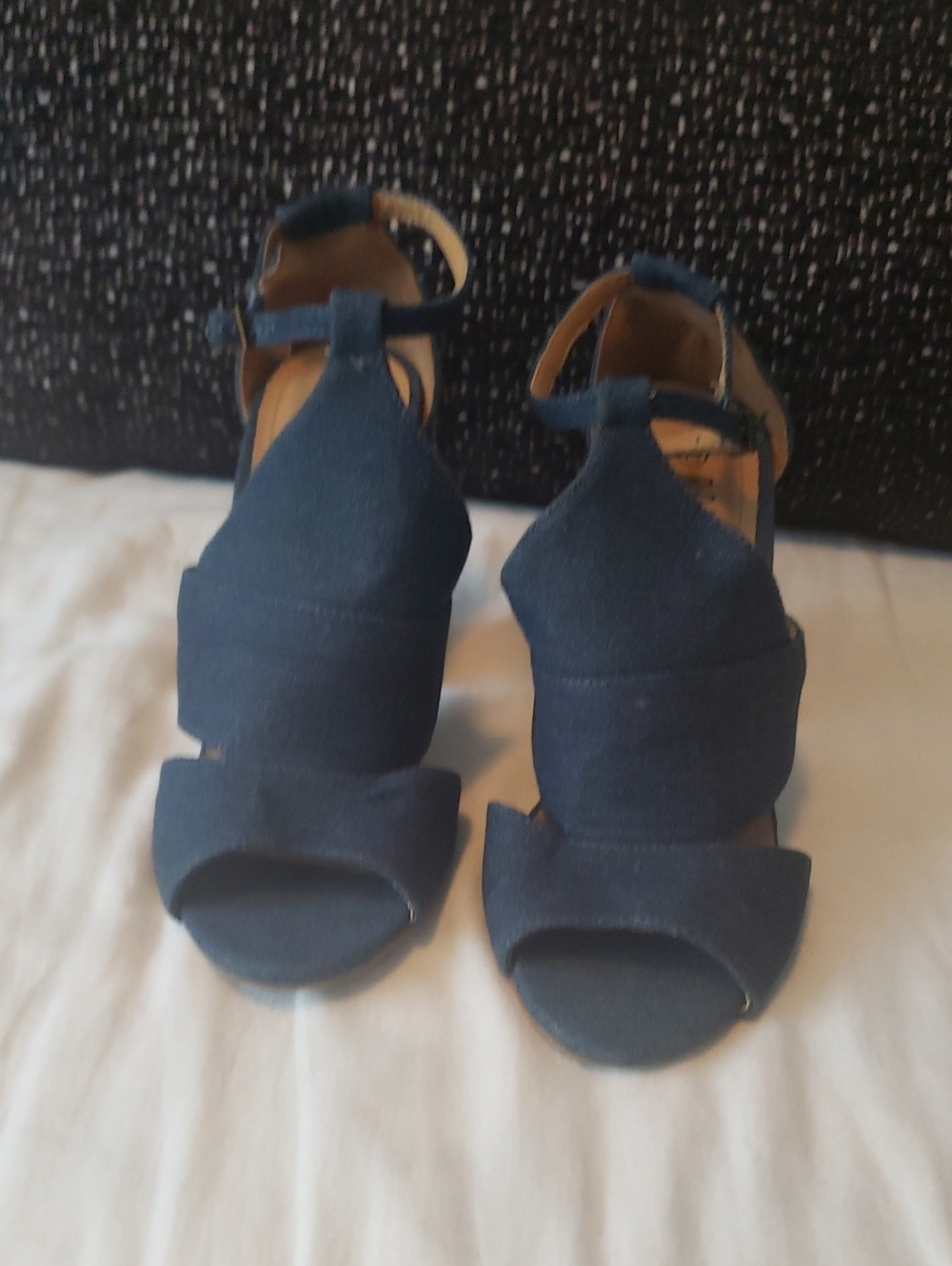 Rouge Helium Navy Blue Suede Open-Toe Block Heel Sandals